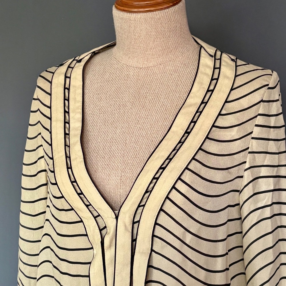 THE GREAT.  'The Split Neck Blouse' | 100% Silk | Size 1 Small | Draped Tunic